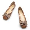 Women's Flats | Square Toe Shoes for Women | Leather Flat Shoes for Women | Slip On Ballet Flats | Bowknot Dressy Flat for Work