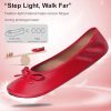 Women's Flats, Portable Foldable Casual Flats for Women, Bowknot Round Toe Comfort Light Weight Slip-On Dress Shoes