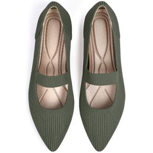 Women's Flats Shoes Pointed Toe Knit Washable Ballet Comfortable Dressy Mary Jane Flat