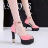 Women's Strappy Platform High Chunky Heels Peep Toe Pump Party Heeled Sandals Comfortable Strappy Heels Slip On Heeled Sandals