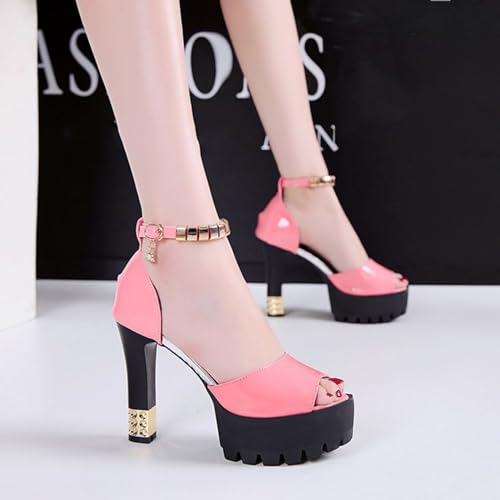 Women's Strappy Platform High Chunky Heels Peep Toe Pump Party Heeled Sandals Comfortable Strappy Heels Slip On Heeled Sandals