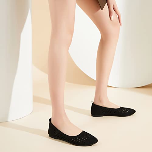 Women's Flats Shoes Women Comfortable Dress Shoes Black Pointed Toe Flats Ballet Mesh Knit Flat Dressy Slip on Business Casual