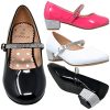 Kids Dress Shoes Low Chunky Heel Mary Jane Girls Pumps Rhinestone Strap