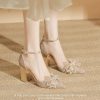 Women's High Heels Closed Pointed Toe Dress Shoes Ankle Strap Chunky Heel Party Wedding Pump Shoes for Women