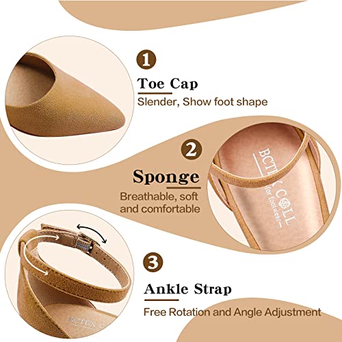 Womens Pointed Toe Pumps Shoes Ankle Strap Chunky Low Heels Metal Lined Sandals Designed for Women