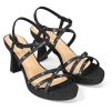 Women's Stellora Platform High Heels Block Chunky Strappy Sparkly Rhinestone Open Toe Ankle Strap Dress Pump Sandals Shoes for