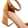 Womens Pointed Toe Pumps Shoes Ankle Strap Chunky Low Heels Metal Lined Sandals Designed for Women